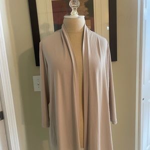 Susan Graver Artisan Beige Tan Open Front Stretch Cardigan Size Small